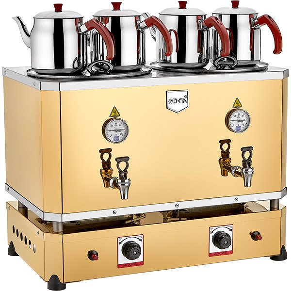 4 Demlikli Jumbo Çay Makinesi 46 lt Gazlı + Elektrikli (Şamandıralı)