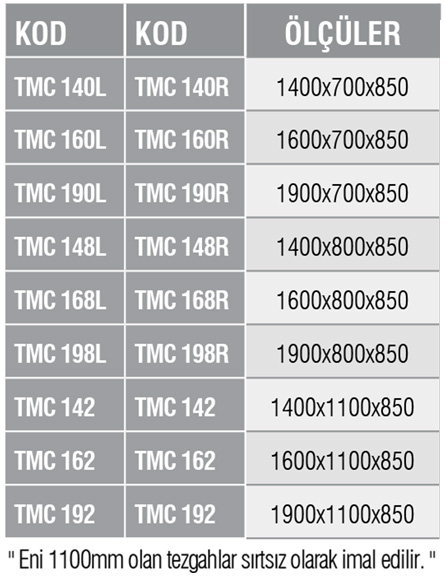 TMC S - Mermer Tablalı Tezgah/Tek Çekmeceli