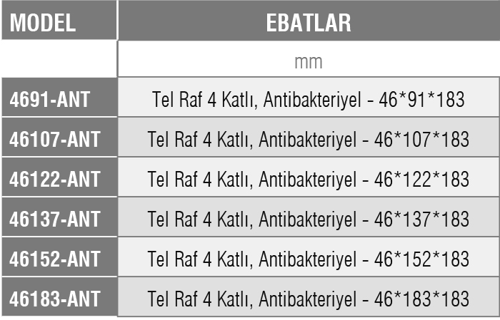 46-ANT-Tel İstif Rafı /ANTİBAKTERİYEL